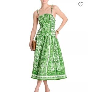 Farm Rio Delicate tapestry dress in green. Size L